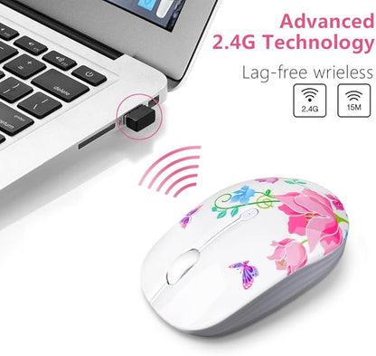 JUHOO Wireless Mouse with Nano Receiver for PC, Laptop, Notebook, Computer, MacBook, Less Noise, Portable Mobile Optical Mice