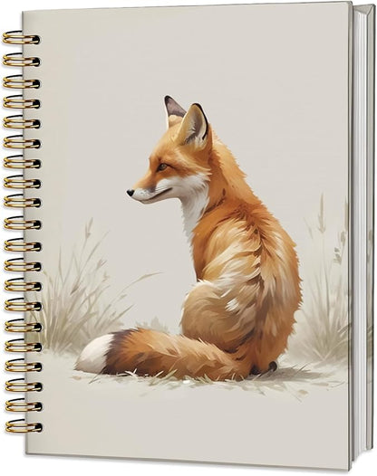 Cute Fox Notebook Journal,Cute Animal Notebook Journal for School Women Teen Girls Kids,Gifts for Fox Lovers,Hardcover Spiral Notebooks for Work Notes Journaling,5.5x8.3 Inch