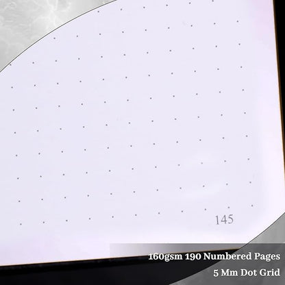 TIEFOSSI Bullet Dot Journal, 160gsm 190 Numbered Pages Bullet Dot Grid Journal for planner, Diary for Work & Sketching, A5 Hardcover Leather Journal for Writing Women Men