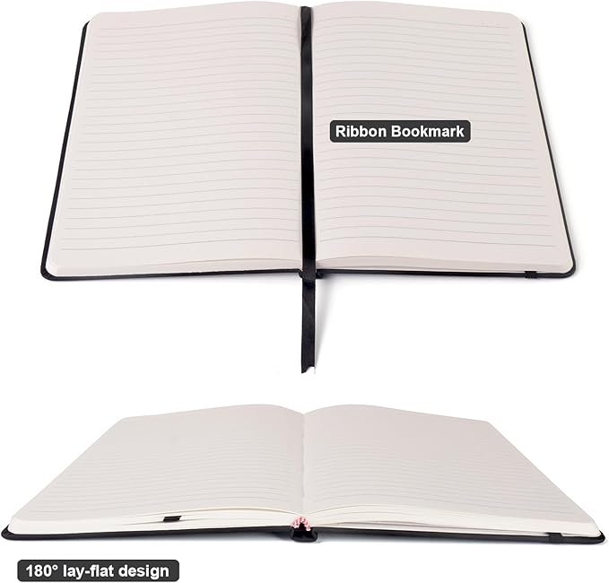 Comix Lined Journal Notebook for Women Men, Journaling Notebooks for Office School Home, 240 Pages, 5.5" x 8.3", College Ruled, A5, Hardcover, Black