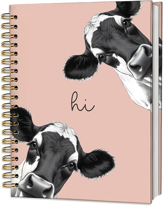 Cow Notebook Journal,Pink Cute Animal Notebook Journal for School Women Teen Girls Kids,Gifts for Cow Lovers,Hardcover Spiral Notebooks for Work Notes Journaling,5.5x8.3 Inch