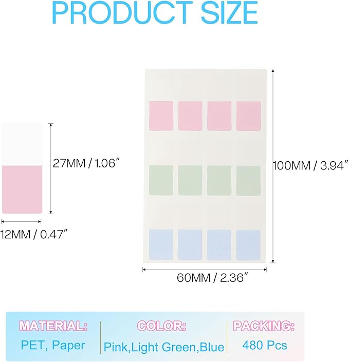 PATIKIL Clear Index Sticky Tabs, 480 Pcs Small Transparent Sticky Notes Bookmarks Planner Stickers Page Tabs for Office Notebooks File Folder Ledger Book, Morandi 3 Colors