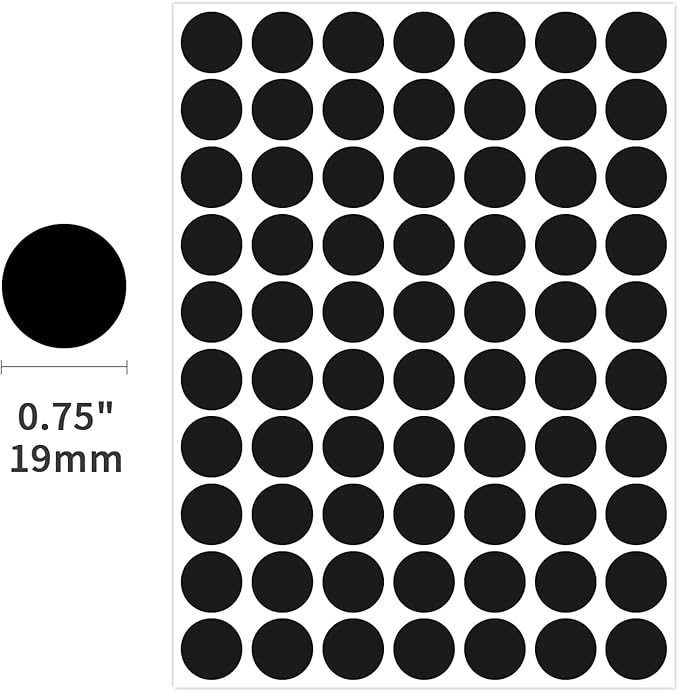 1400 PCS Colored Dot Stickers Round Color Coding Labels Polka Circle Dot Label Sticker for Office,Classroom,Papers Etc (Black, 3/4 inches)