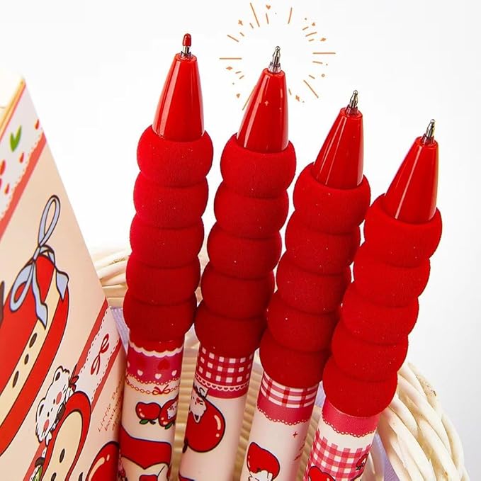 4pcs Cute Cat Gel Pens Set 0.5mm Black Ink Writing Cartoon Gel Pen Retractable Gel Pens Stationery for School