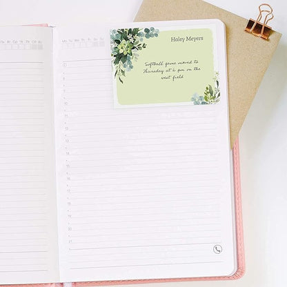 Watercolor Greenery Personalized Sticky Note Pads / 4" x 3" Custom Sticky Notes/Set of 6 Pads