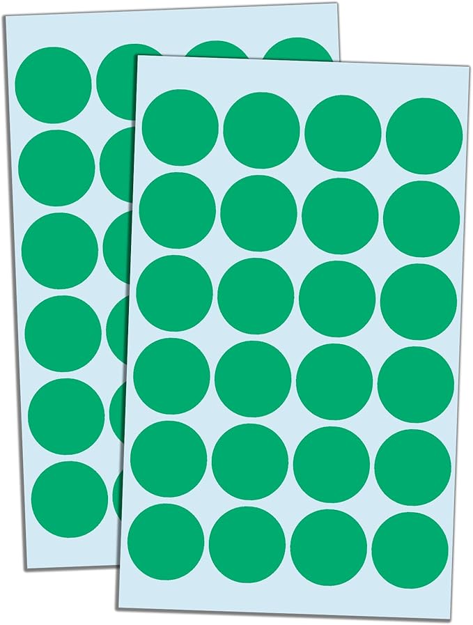 1200 Pack, 1" Round Dot Stickers Circle Labels - Green