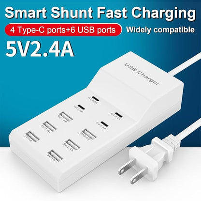 USB Charging Station for Multiple Devices USB Wall Charger Power Hub Strip Smart Plug Charging Dock Charge Block 4 Type C Ports Compatible with iPhone 15,iPod,Galaxy S Smart Phones, A18-3