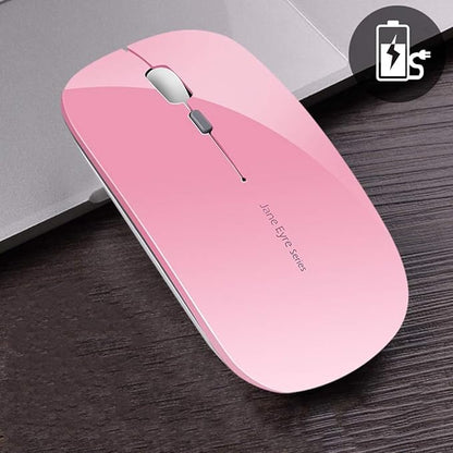 Uciefy Q5 Slim Rechargeable Wireless Mouse, 2.4G Portable Optical Silent Ultra Thin Wireless Computer Mouse with USB Receiver and Type C Adapter, Compatible with PC, Laptop, Desktop (Pink)