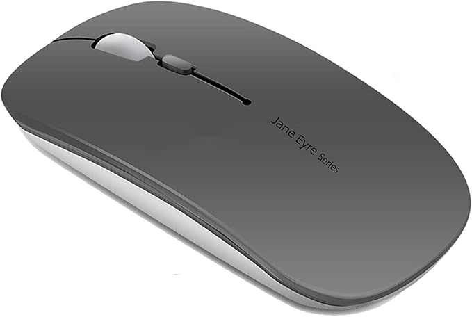 Uciefy Q5 Slim Rechargeable Wireless Mouse, 2.4G Portable Optical Silent Ultra Thin Wireless Computer Mouse with USB Receiver and Type C Adapter, Compatible with PC, Laptop, Notebook, Desktop (Grey)