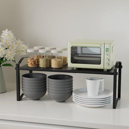 Expandable Cabinet Organizer Shelves, Countertop Shelf Organizers Storage for Kitchen Pantry, Spice Organization Rack, Desk Shelf, 2 Pack Stackable