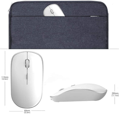 Wireless Mouse for Laptop, J JOYACCESS Silent Stream line Optical Cordless Mouse with USB Nano Receiver and High Precision 2400 DPI-Silver+White