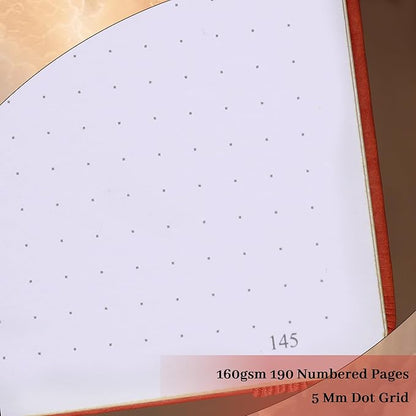 TIEFOSSI Bullet Dot Journal, 160gsm 190 Numbered Pages Bullet Dot Grid Journal for planner, Diary for Work & Sketching, A5 Hardcover Leather Journal for Writing Women Men