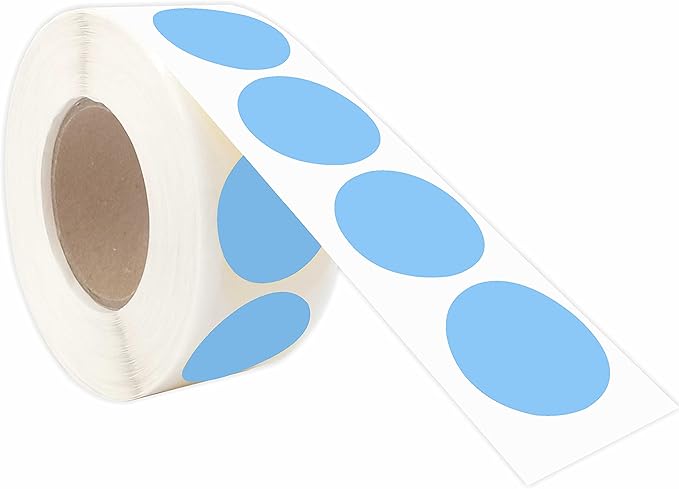 PARLAIM 1 Inch Round Permanent Adhesive Color-Code Dot Stickers, 1000 per Roll Label Dispenser Box, Light Blue Dot Stickers