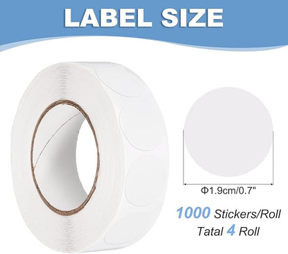 PATIKIL Colored Dot Stickers 3/4", 4000 Pcs Color Coding Labels Blank Circle Stickers Adhesive Round Price Labels for Inventory Office Garage Classroom, White