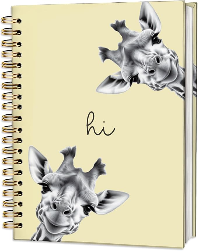 Giraffe Notebook Journal,Yellow Cute Animal Notebook Journal for School Women Teen Girls Kids,Gifts for Giraffe Lovers,Hardcover Spiral Notebooks for Work Notes Journaling,5.5x8.3 Inch