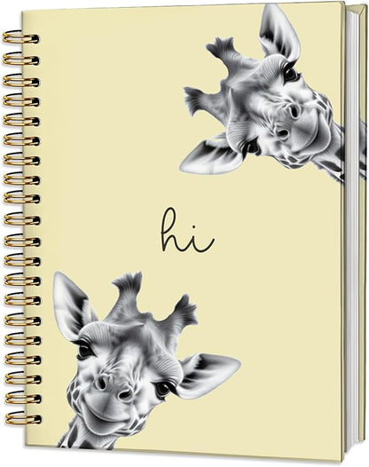 Giraffe Notebook Journal,Yellow Cute Animal Notebook Journal for School Women Teen Girls Kids,Gifts for Giraffe Lovers,Hardcover Spiral Notebooks for Work Notes Journaling,5.5x8.3 Inch