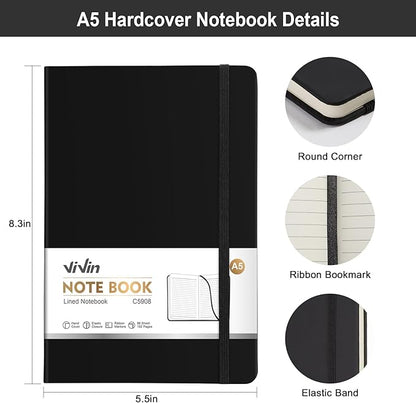 ViVin Lined Journal Notebooks for Work,192 Pages,5.5 x 8.3 inch,College Ruled,A5 Hardcover Journaling Notebooks for Writing,12 Pack Bulk