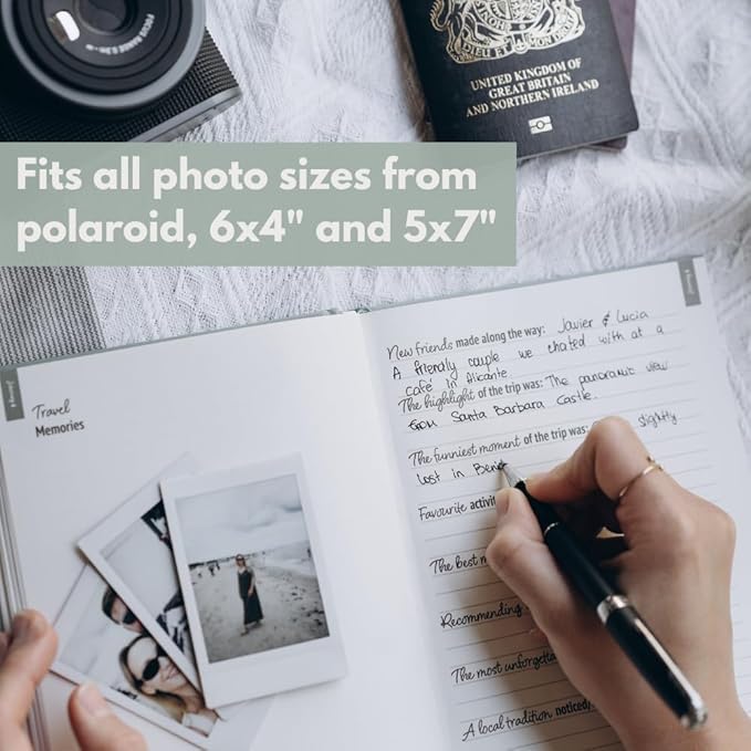 Travel Journal – Memory Book for Trips and Vacations – Journal and Photo Album – 136 Pages for 15 Adventures. Includes Photo Corner Stickers. Gift Sleeve Included. Travel Gift for Women and Men