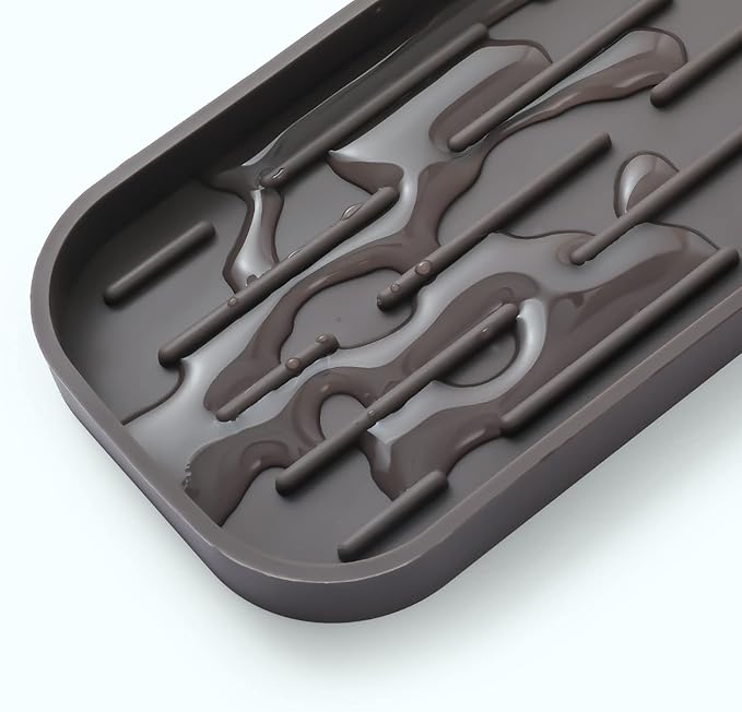 Silicone Kitchen Sink Organizer Tray for Multiple Usage,Eco-Friendly Sponges Holder for Kitchen Bathroom Counter or Sink,Dish Soap Dispenser,Scrubber,Bottle,Cup (Coffee, 12"×4")