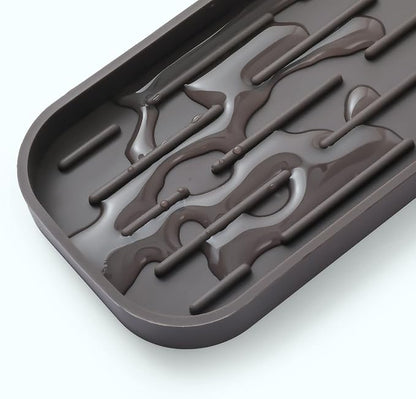 Silicone Kitchen Sink Organizer Tray for Multiple Usage,Eco-Friendly Sponges Holder for Kitchen Bathroom Counter or Sink,Dish Soap Dispenser,Scrubber,Bottle,Cup (Coffee, 12"×4")