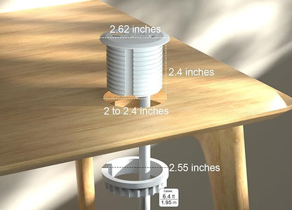 2pcs Desktop Power Grommet,2-inch Hole,20W USB C Fast Charging,2-USB Port,Flush Mount,Flat Plug,6.4 ft Cord,White