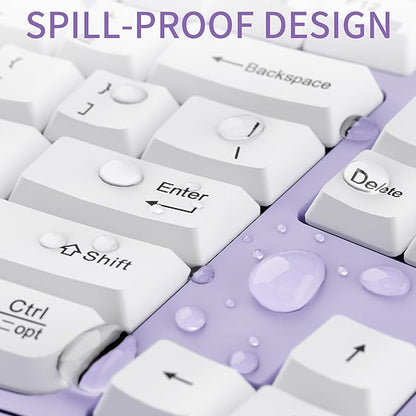 Ergonomic Wireless Keyboard and Mouse Combo, Wave Keys Keyboard with Wrist Rest for Natural Typing, 3 DPI Adjustable Ergonomic Silent Mouse for Computer/Laptop/Windows/Mac (Purple)