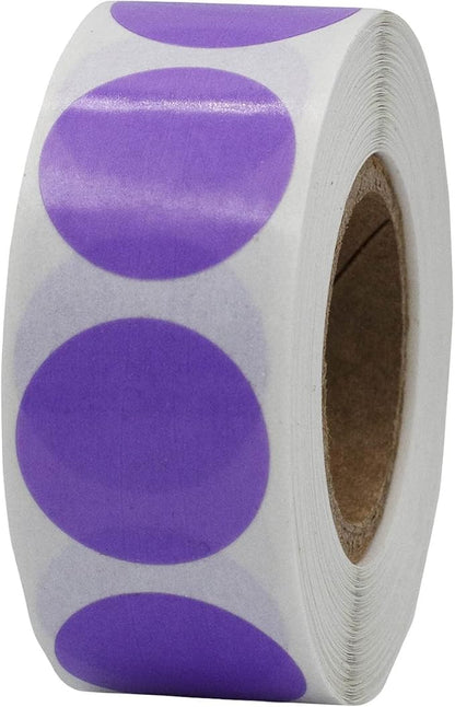 Purple 3/4" Inch Transparent Color Coding Labels, 500 Total Adhesive Stickers On A Roll, Ideal for Planners, Journals, Mailing Seals and Crafting Ideas