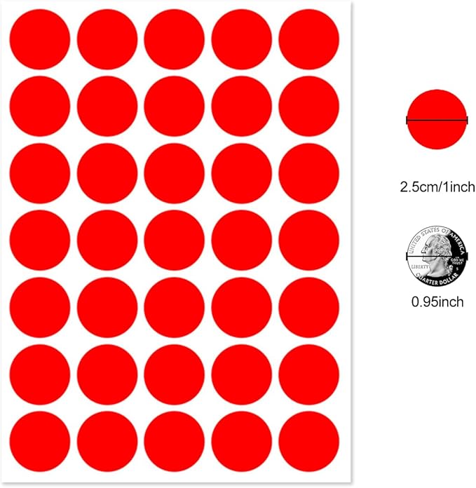 1400 PCS,1IN Round Colored Dot Stickers Labels - 4 Assorted Colors, for Office, School, Moving, Home(Red, Blue, Yellow, Green)