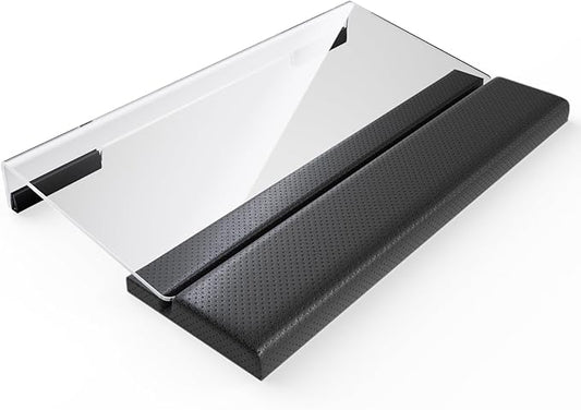 Acrylic Tilted Keyboard Holder - 3-Level Height Adjustment Keyboard Riser with Wrist Rest for Easy Ergonomic Typing & Working, Office & Home