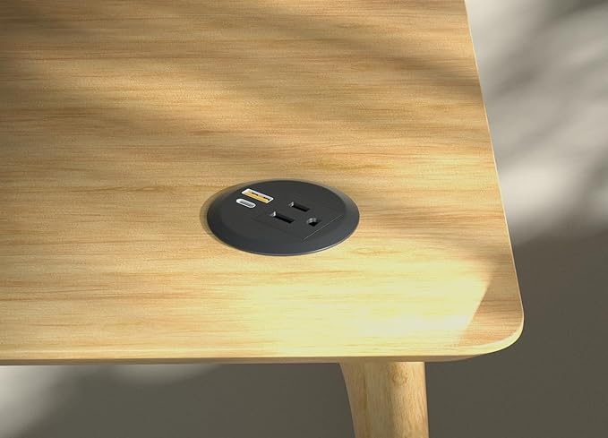 Desktop Power Grommet,2-inch Hole,20W USB C Fast Charging,2-USB Port,Flush Mount,Flat Plug,6.4 ft Cord,Black