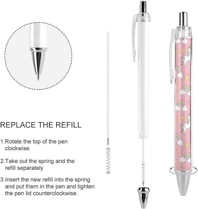 0.5mm Ballpoint for Unisex, Retractable Cute Pink Unicorns Ball Pen, Fine Point Smooth Writing Pen Office Supplies, 4 Pcs