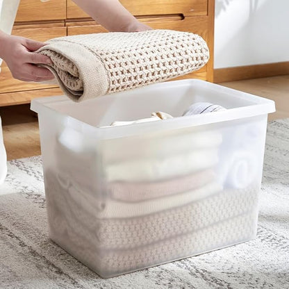 27 Quart Stackable Plastic Storage Bins with Lids,Container to Organize Shoes and Crafts on Closet Shelves,Garage, Totes, Tubs Boxes Organizing 4 Pack (4XL)