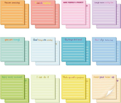 Yinder 12 Pcs Employee Appreciation Sticky Notes Xmas Gift Bulk Motivation Note Pads Mini Inspirational Note Gift for Teacher Nurse Staff Coworker Office Supply 3 x 3'' (Inspirational,Simple)
