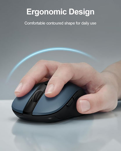 USB Wireless Mouse for Laptop PC Mac, 2.4GHz Cordless Mouse with 6 Buttons, 5-Level Adjustable 4000 DPI, Ergonomic Portable Optical Computer Mice, 24-Month Battery Life-Dark Green