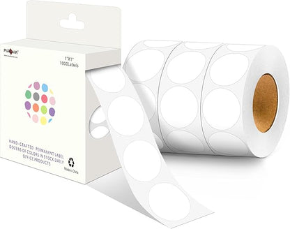 PARLAIM 4 Rolls 4000PCS 1 inch Round Color Coding Circle Dot Labels, Color- Coding Label Sticker for Home Office Classroom(White)