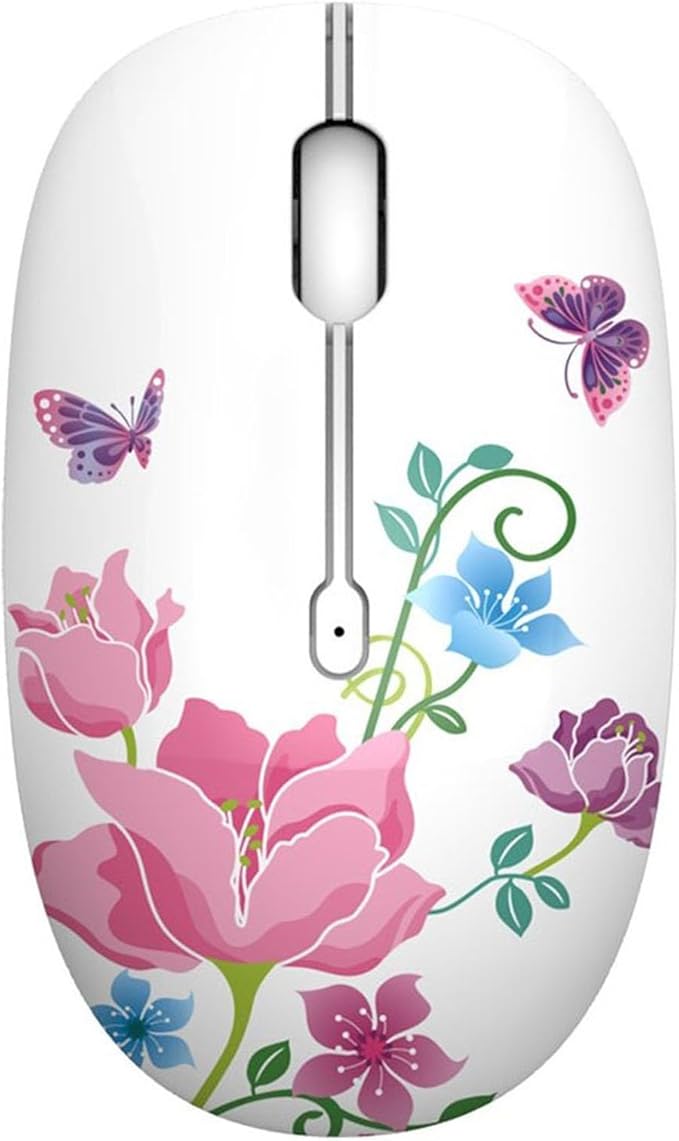 TENMOS M101 Wireless Mouse Cute Silent Computer Mice with USB Receiver, 2.4G Optical Wireless Travel Mouse 1600 DPI for Laptop, Notebook, PC, Computer (Butterfly)
