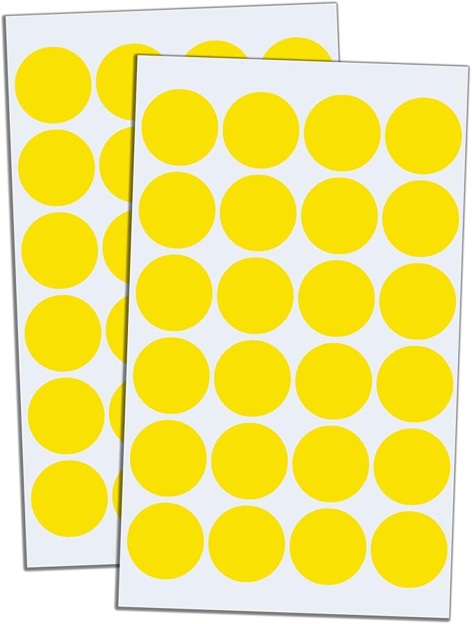 1200 Pack, 1" Round Dot Stickers Circle Labels - Yellow