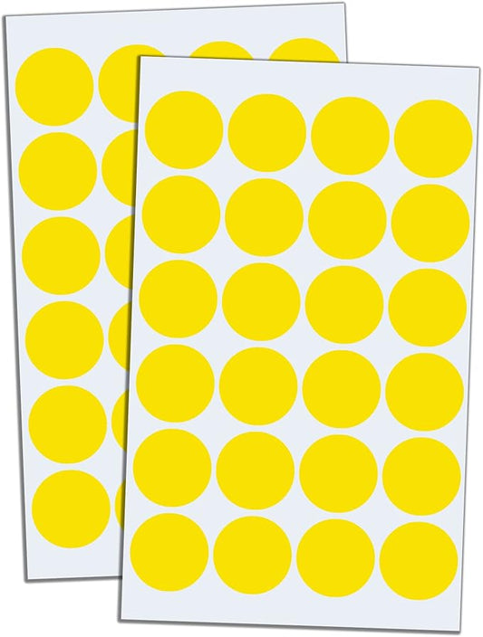 1200 Pack, 1" Round Dot Stickers Circle Labels - Yellow