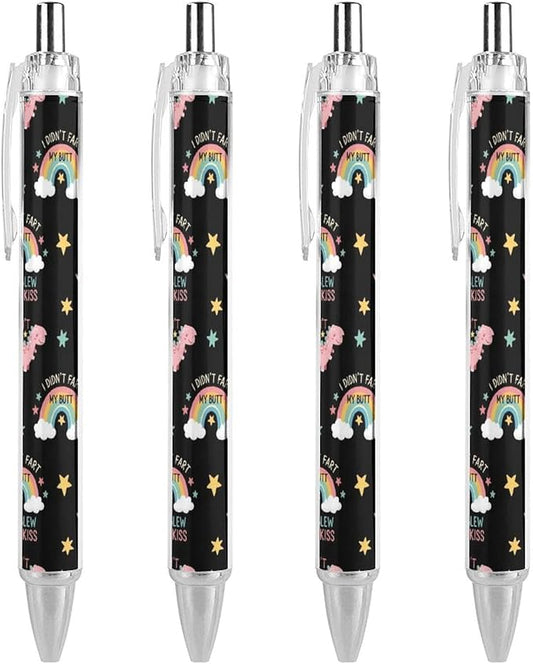 Stylish Retractable Black Pens, Beautiful 0.5mm Writing Pens I Didnt My Blew You A Kiss Funny Dinosaur Ballpoint Pen Home Office Supplies, 4 Pcs