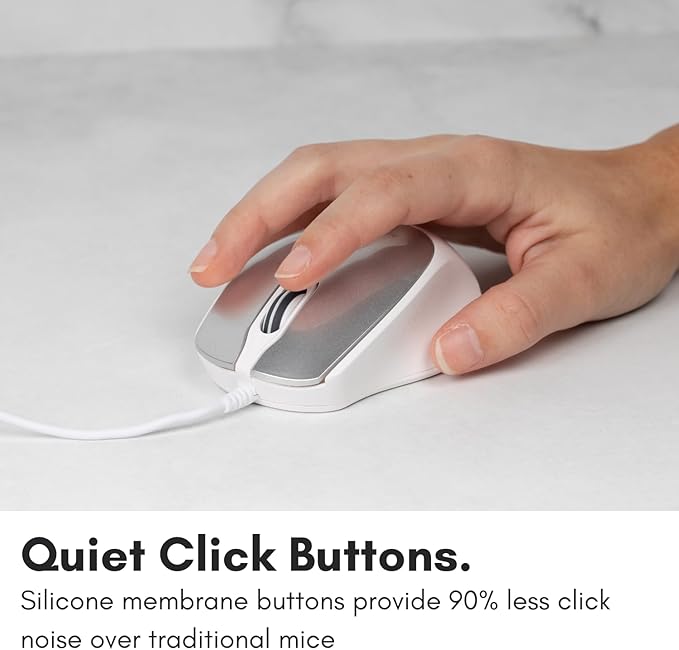 Macally USB C Mouse for Mac - Sculpted for Comfort - Wired Type C for MacBook Pro Air|iPad|PC|iOS|Android - Plug and Play USBC Apple with Ambidextrous Body and 4 DPI Modes - Silver