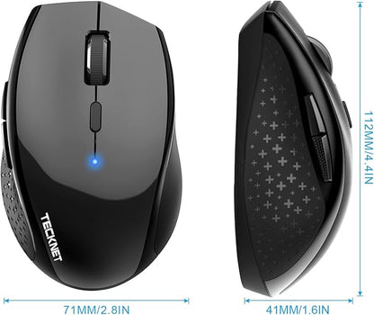 TECKNET Bluetooth Mouse, 4800 DPI Wireless Mouse, 2-Year Battery 6 Adjustable DPI, 6 Buttons Compatible with Laptop/Windows/Computer - Black