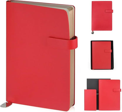 Softsided Notebook - 5.7"x 8.4" - upgraded texture, classic line design, paper for smooth writing, elegant hangtag detail, with box, perfect for both gift and personal use(Red)