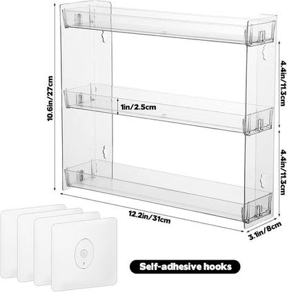 Spice Rack Wall Mount Clear Plastic Seasoning Organizer Condiment Bottles Storage Shelf Spice Rack Organizer for Kitchen Cabinet Doors Pantry RV Organization