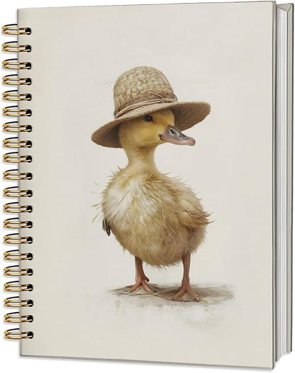 Duck Notebook Journal,Cute Animal Notebook Journal for School Women Teen Girls Kids,Gifts for Duck Lovers,Hardcover Spiral Notebooks for Work Notes Journaling,5.5x8.3 Inch
