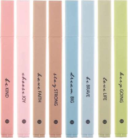DIVERSEBEE Bible Highlighters with Soft Chisel Tip, 8 Pack Assorted Colors Pens No Bleed, Quick Dry Set, Cute Aesthetic Markers, Bible Study Journaling Supplies and Accessories (Earthy)
