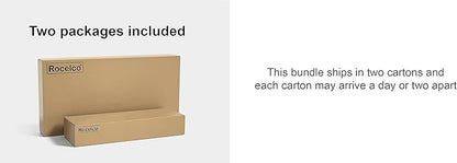 Rocelco Standing Desk Converter with Dual Monitor Mount - 31.5 Inch Sit Stand Up Tabletop Riser with Tablet Holder, Height Adjustable Workstation - Deep Keyboard Tray for Laptop - Black (R VADRB-DM2)