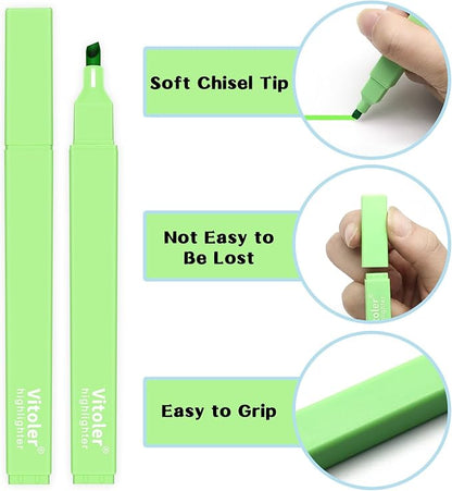 Vitoler 10Pack Bible Highlighters, Cute Assorted Colors Pastel Highlighters No Bleed Chisel Tip Highlighter for Aesthetic School Supplies