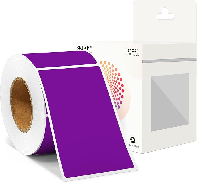 Rectangular Color Coding Moving Labels 3X5 Inch 250 Per Roll, Purple Moving Stickers for Boxes Color Coded, Packing Labels Stickers for Inventory Warehouse