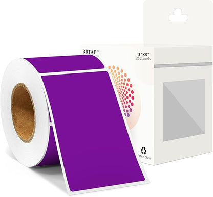 Rectangular Color Coding Moving Labels 3X5 Inch 250 Per Roll, Purple Moving Stickers for Boxes Color Coded, Packing Labels Stickers for Inventory Warehouse
