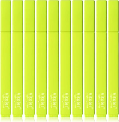 Vitoler Fluorescent Yellow Highlighters,10 Pack Bright Color Chisel tip Highlighters for Adults Kids in the Home School Office